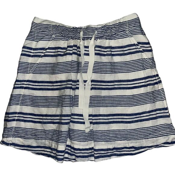 J.Crew blue & white striped linen flare mini skirt 2 - Picture 1 of 7